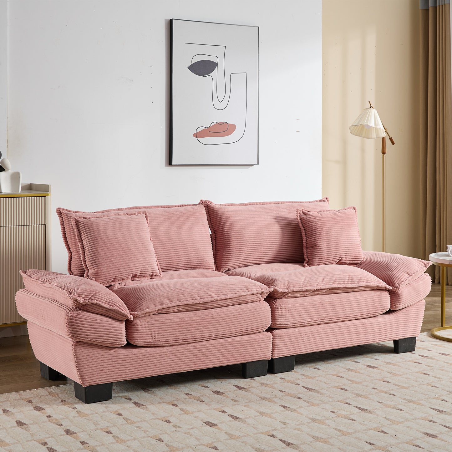 Corduroy Sofa Sleeper Loveseat - Comfy, Deep Seat 5 Colors