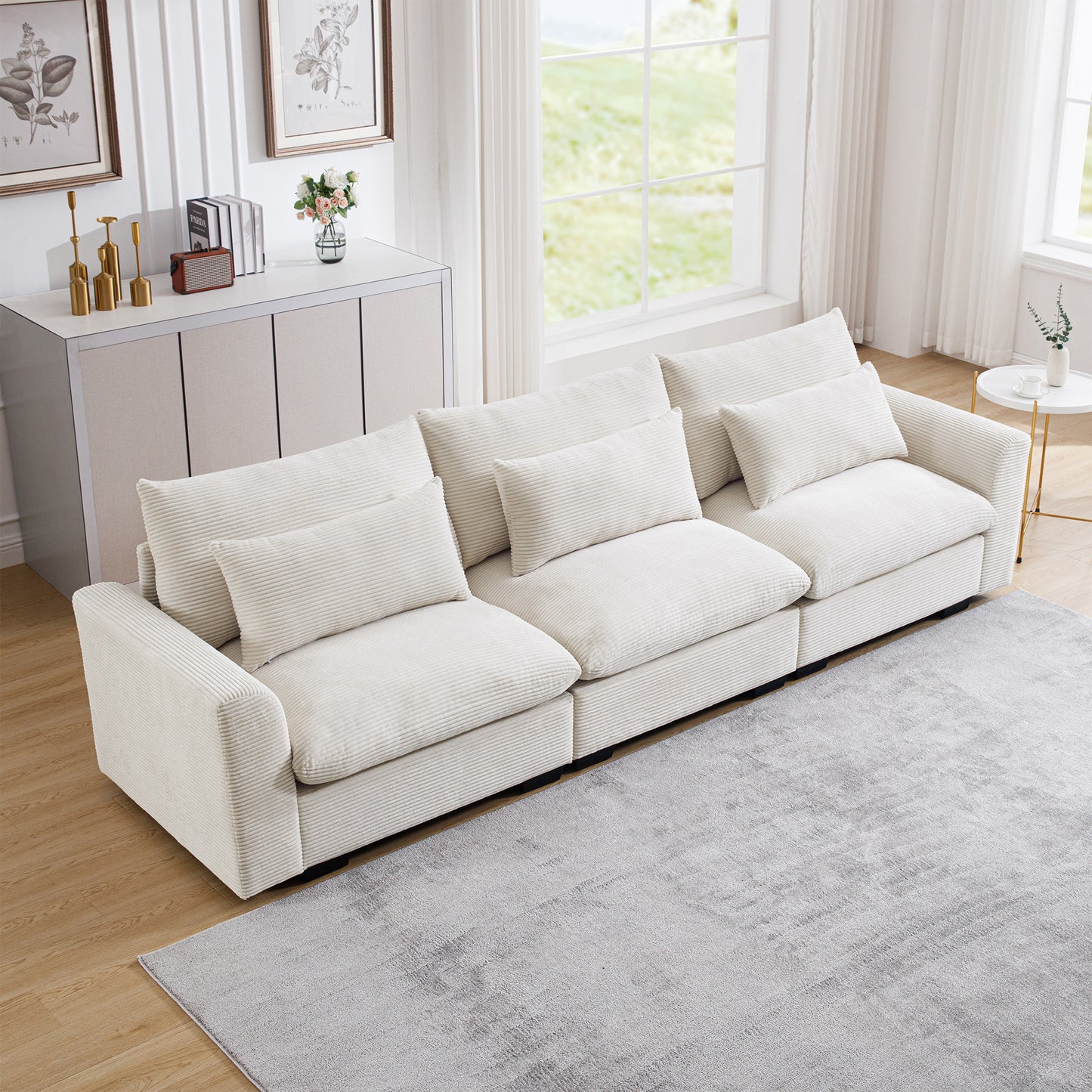 Corduroy Deep Seat Accent Chair & Loveseat Sofa & 3 Seaters & 4 Seaters Couches – Modular Sofa Collection