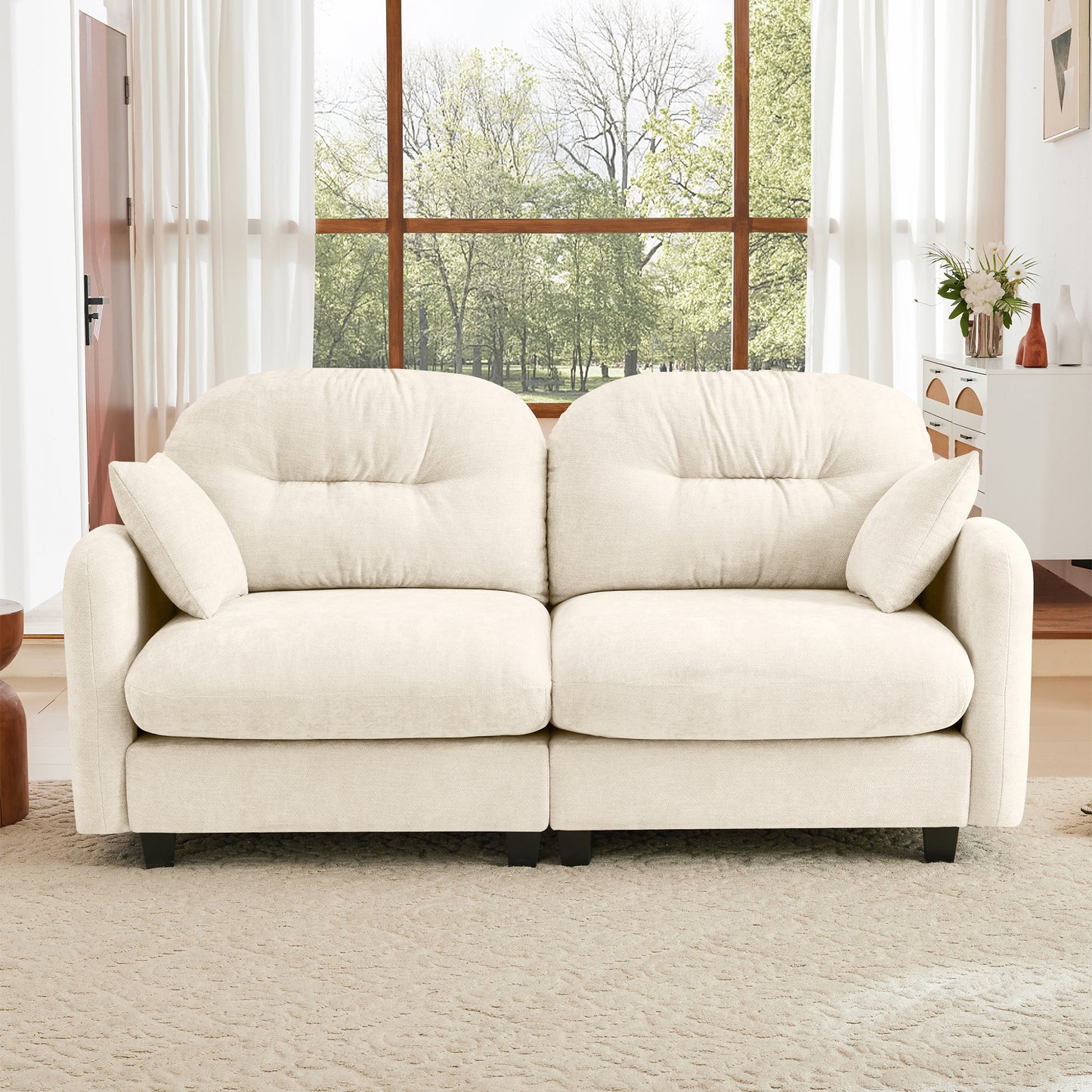 Modular Sectional Couch Chenille Fabric High-Density Foam 2-4 Seats ottoman Optional