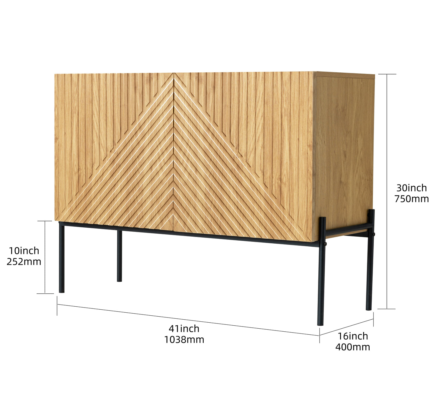 Multifunctional 2-Door Grooved Storage Cabinet for Living & Dining