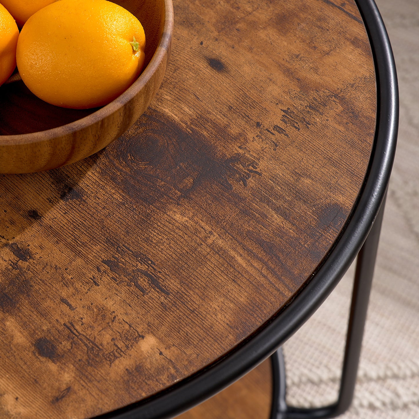 Multi-functional combination set table Ottoman with drum stool, with storage space Set of 3