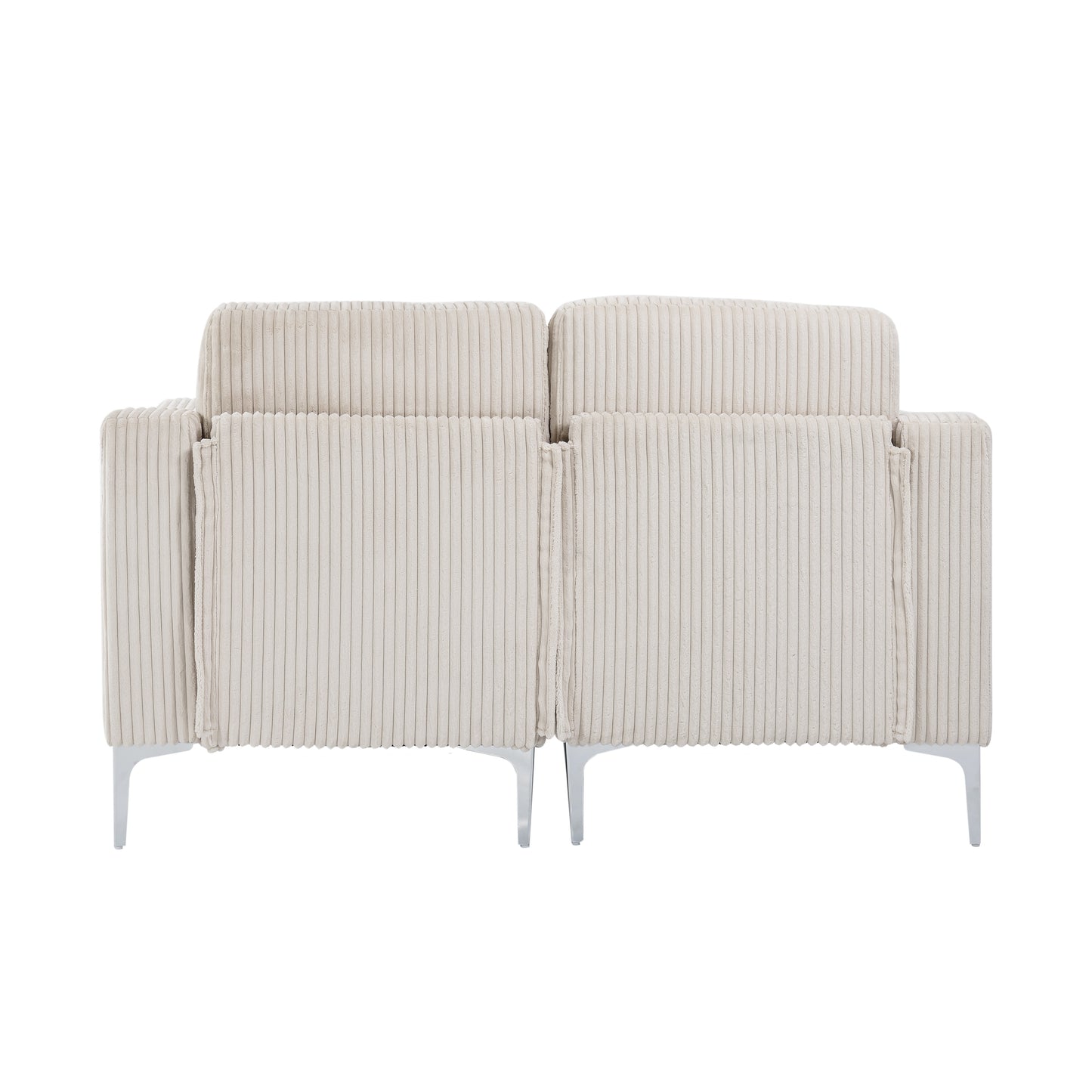 Lounge Sofa with Armrests & Modular Sectional Two-Seater Sofa | Soft Corduroy, Pocket Spring + Sinuous Spring, Easy Assembly – Beige/Gray
