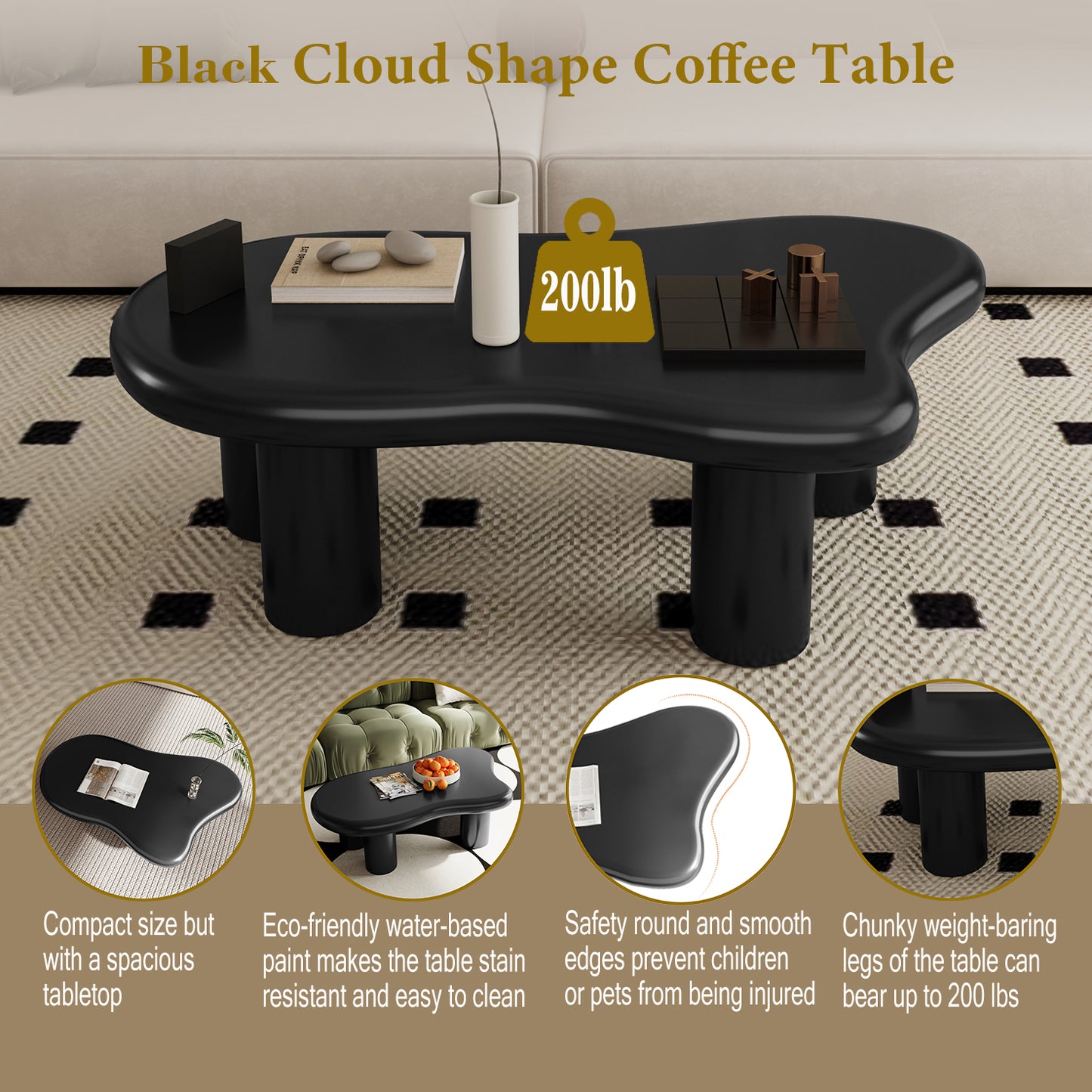 40 Inch Cloud Shaped Coffee Table