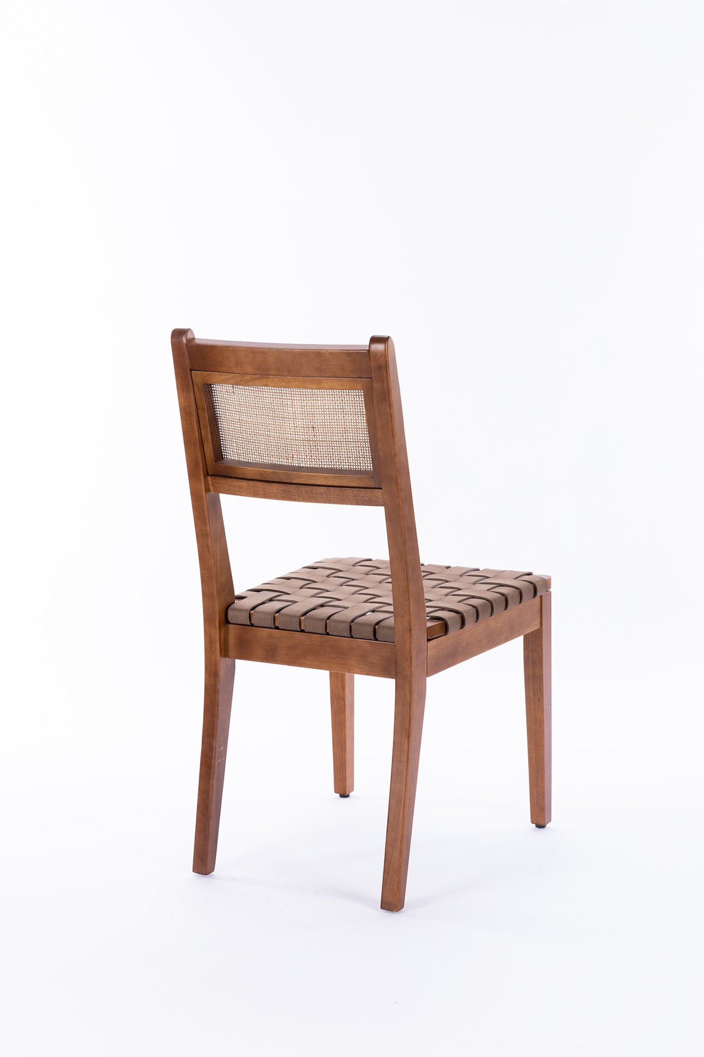 Rattan Leather Woven Strips Kitchen Dining Chair Set Of 2