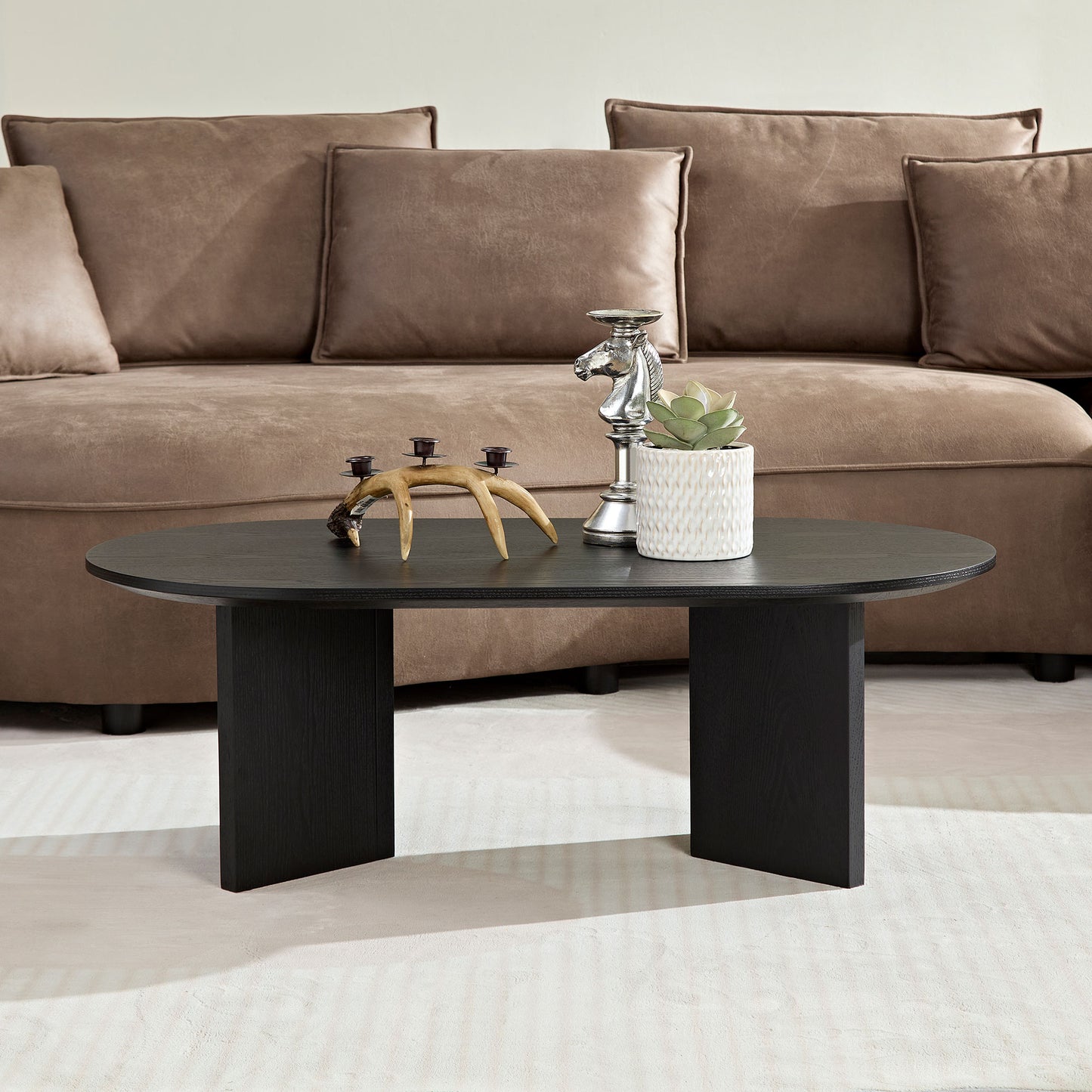 Small Coffee Table with Sturdy Pedestal