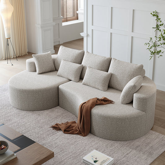 Modern Upholstered Oversized Sectional Sofa,  Chenille 4-Seater Extra Deep & Wide Seat Curved Cloud Couch with 7 Pillows