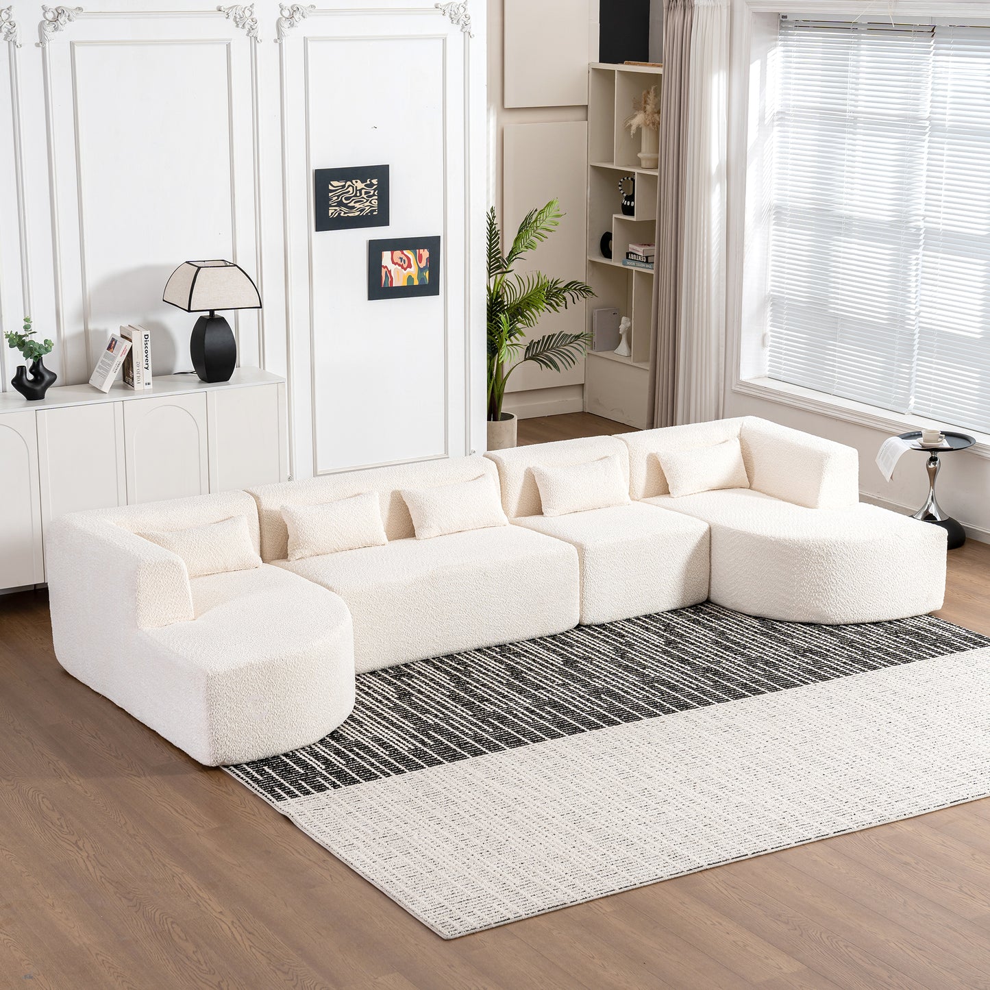144" Upholstered Sofa: Free - combined with Two Chaise Lounges, Five Back Pillows for Living Room