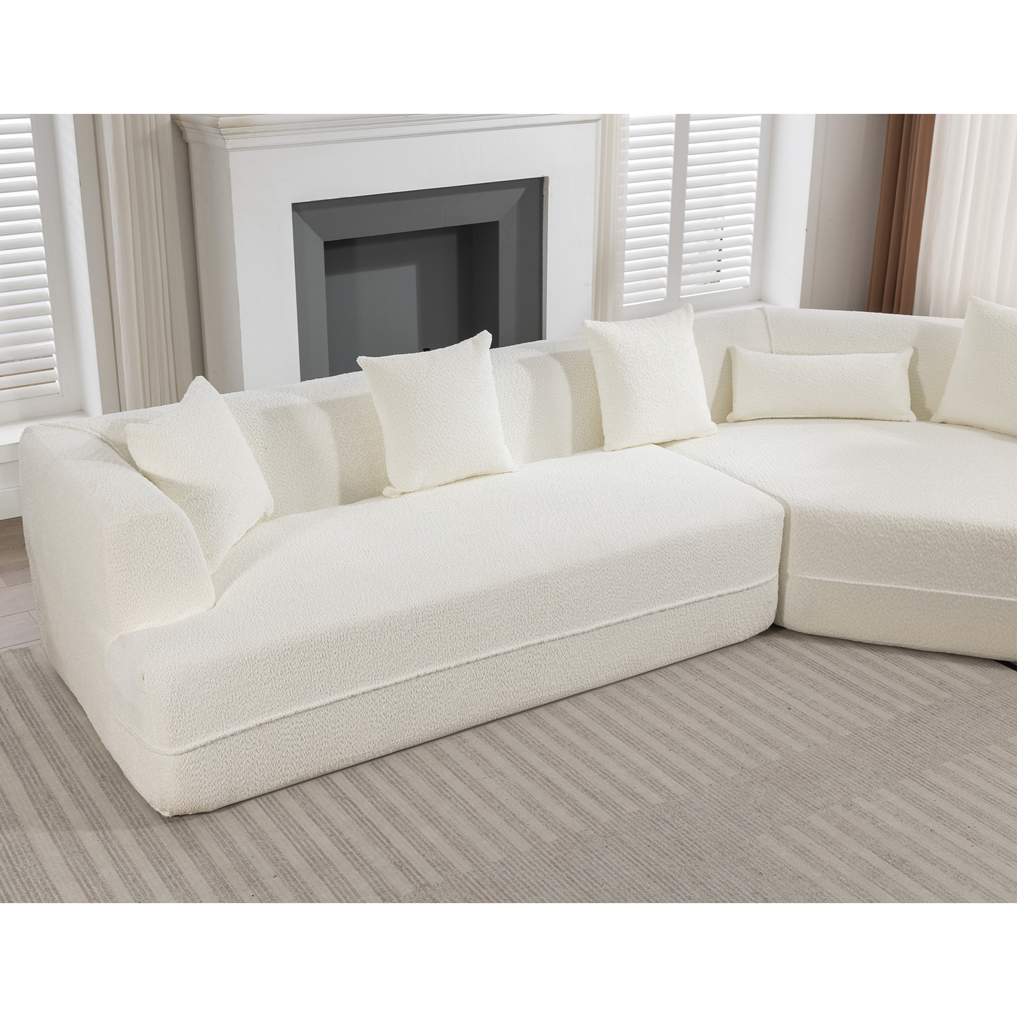 Modern Chenille Upholstered Sectional Sofa Couch Set pholstered , free combination, round fiber fabric, anti-wrinkle fabric,Dimension exten