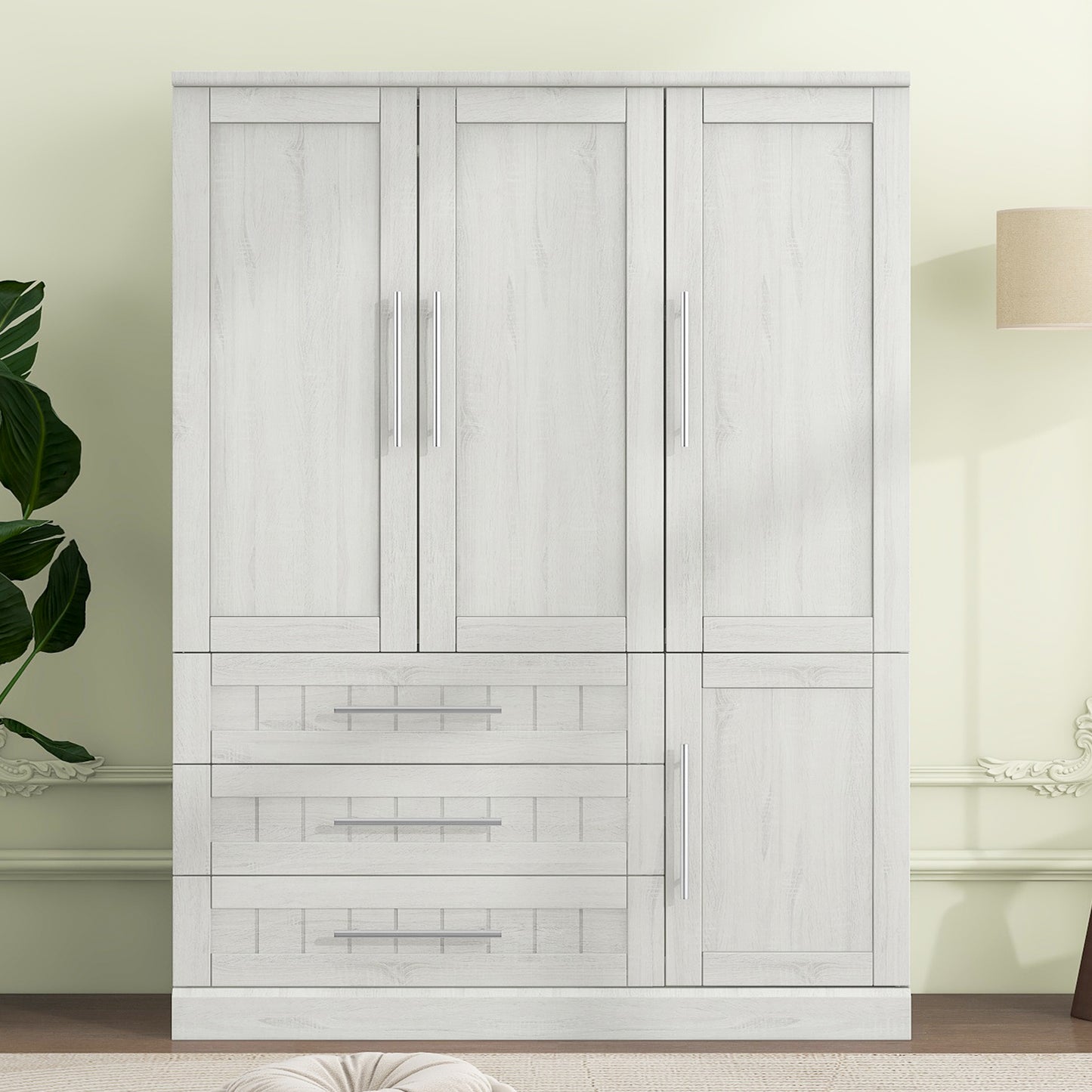 4 - Door Wardrobe Armoire Closet: 3 Drawers for Ample Storage