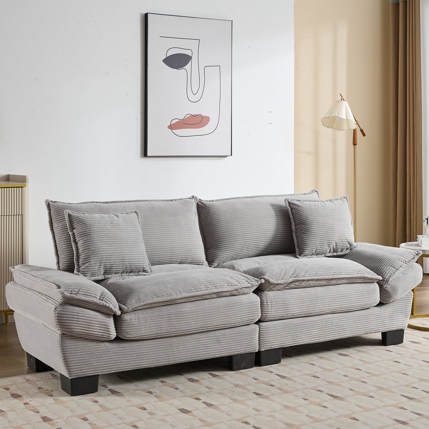 Corduroy Sofa Sleeper Loveseat - Comfy, Deep Seat 5 Colors