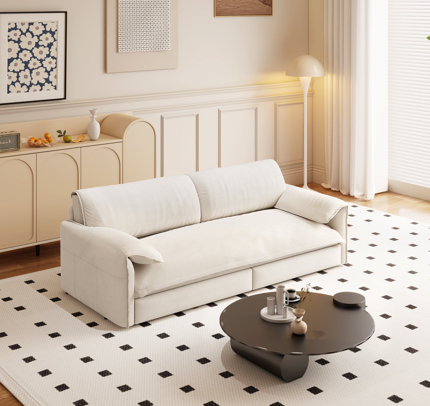 66" Queen Pull - Out Sofa Bed: 3 - in - 1 Convertible with Side Storage for Living