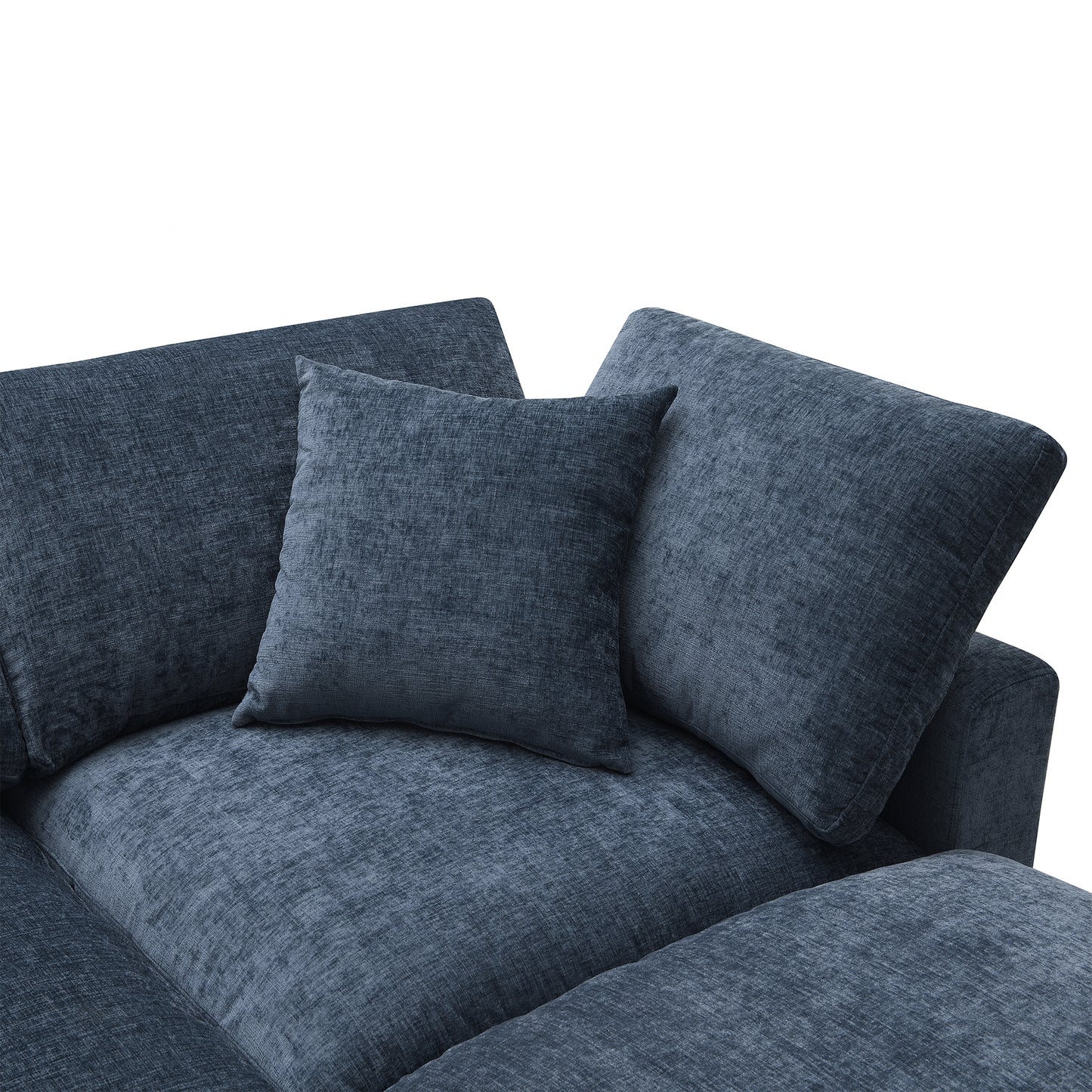 130" Modern Modular Cloud Sofa Bed: 6 - Seat Chenille Sectional with Ottoman, Free - Combo, U - Shaped Sleeper for Living Room