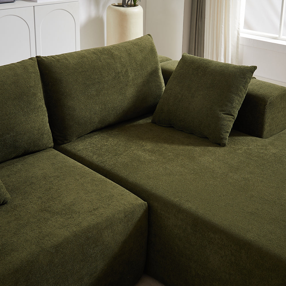 Modern Chenille Upholstered Sectional Sofa Couch Set Free Combination Sofa  With 6 Pillows