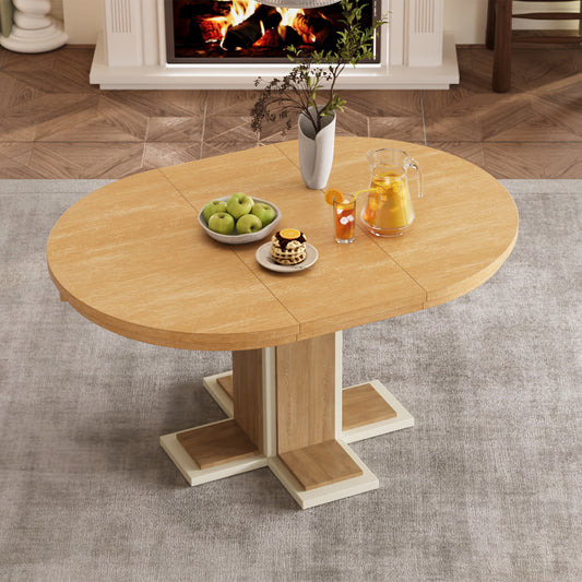 Extendable Dining Table With Double Layer Design for Kitchen, Dining Room
