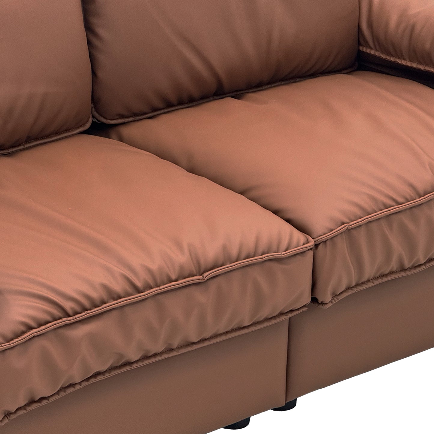 Brown Faux Leather Storage Sofa, 2-Seater Couch with Hidden Compartment for Small Spaces