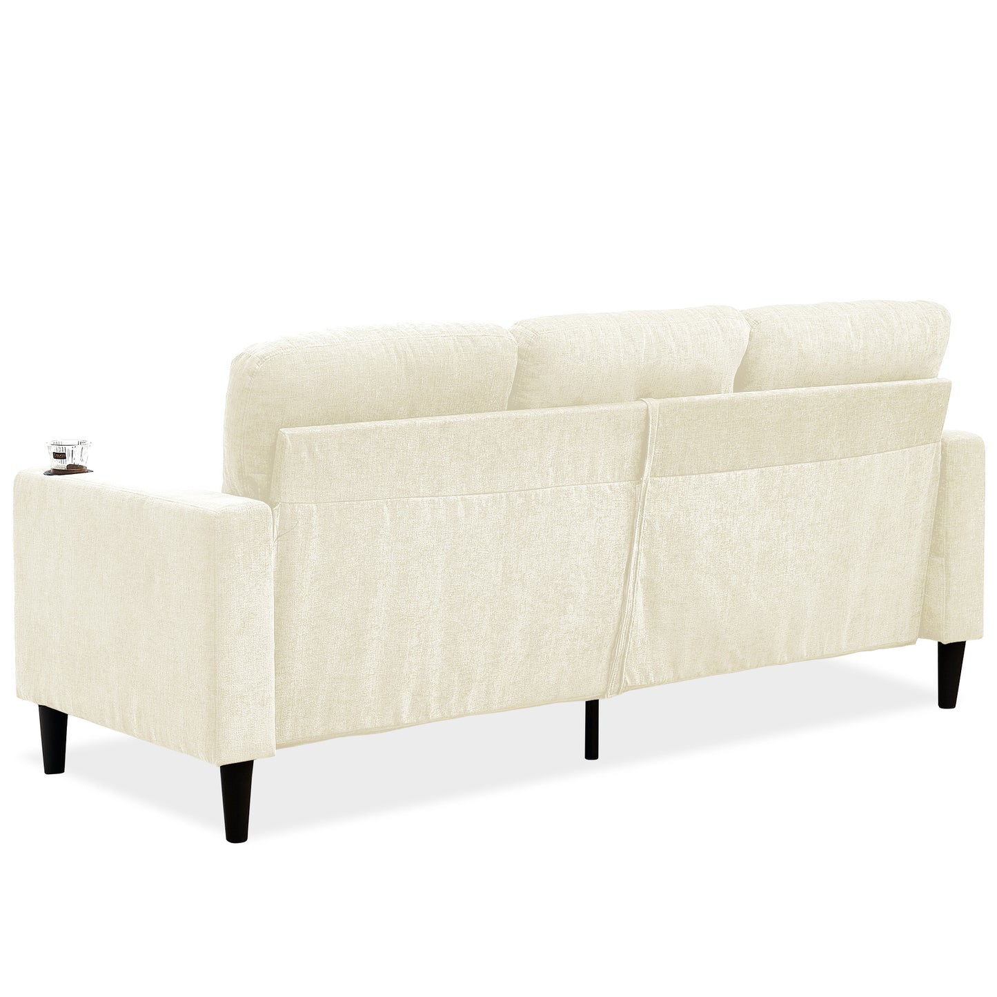 Chenille 3 Seat L-Shape Sectional Sofa with Storage Chaise