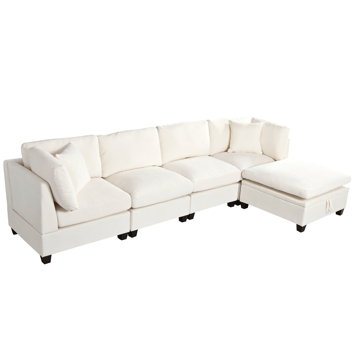 5-Seater Sectional Sofa - Upholstered, Storage Ottoman