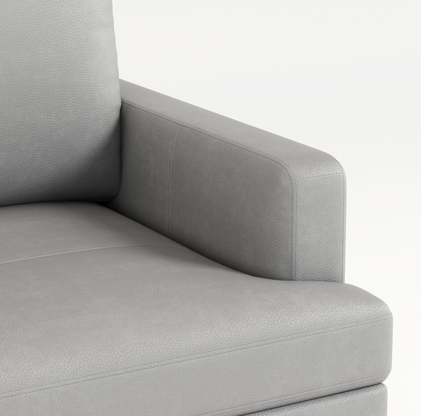 77 - inch Gray Luxury Genuine Leather - Match Sofa: USB & Type - C Charger, 3 - Seater for Living & Office