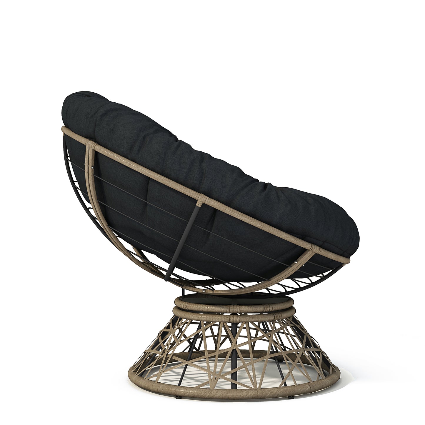 360 Degree Swivel Ergonomic Wicker Chair with Cloud Thick Density Fabric Cushion