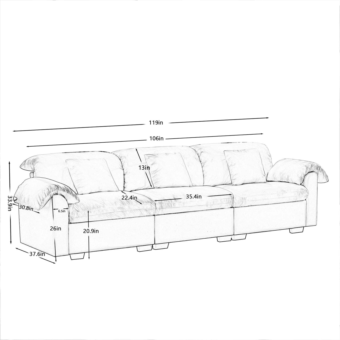3 - 4 Seater Modular Sofa: U/L - Shape, Storage Ottomans, Velvet 2 Color