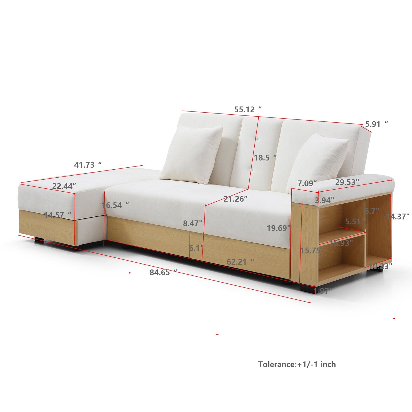 Convertible Sleeper Sofa Couch: Multifunctional, Double Folding with Storage