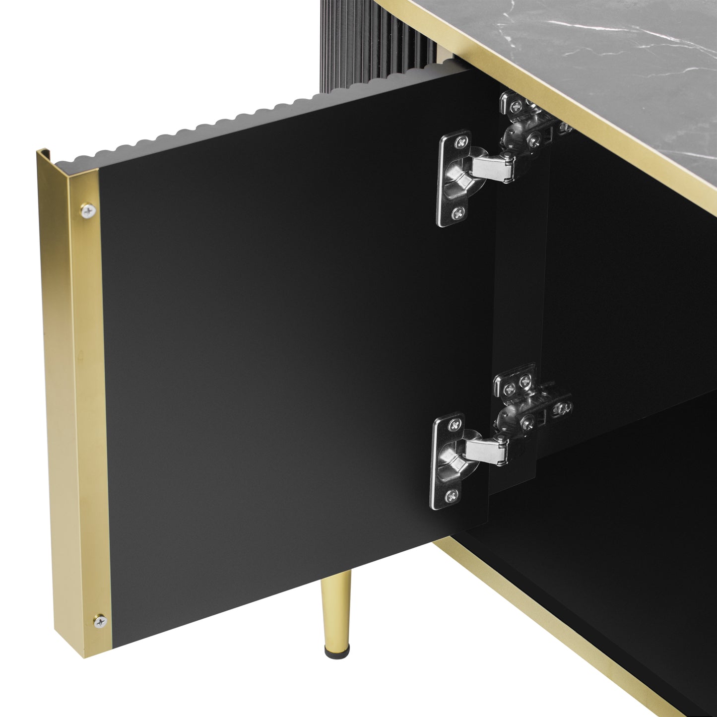 Modern Luxury Living Room Coffee Table: Oval Fluted, Marble - Patterned Top