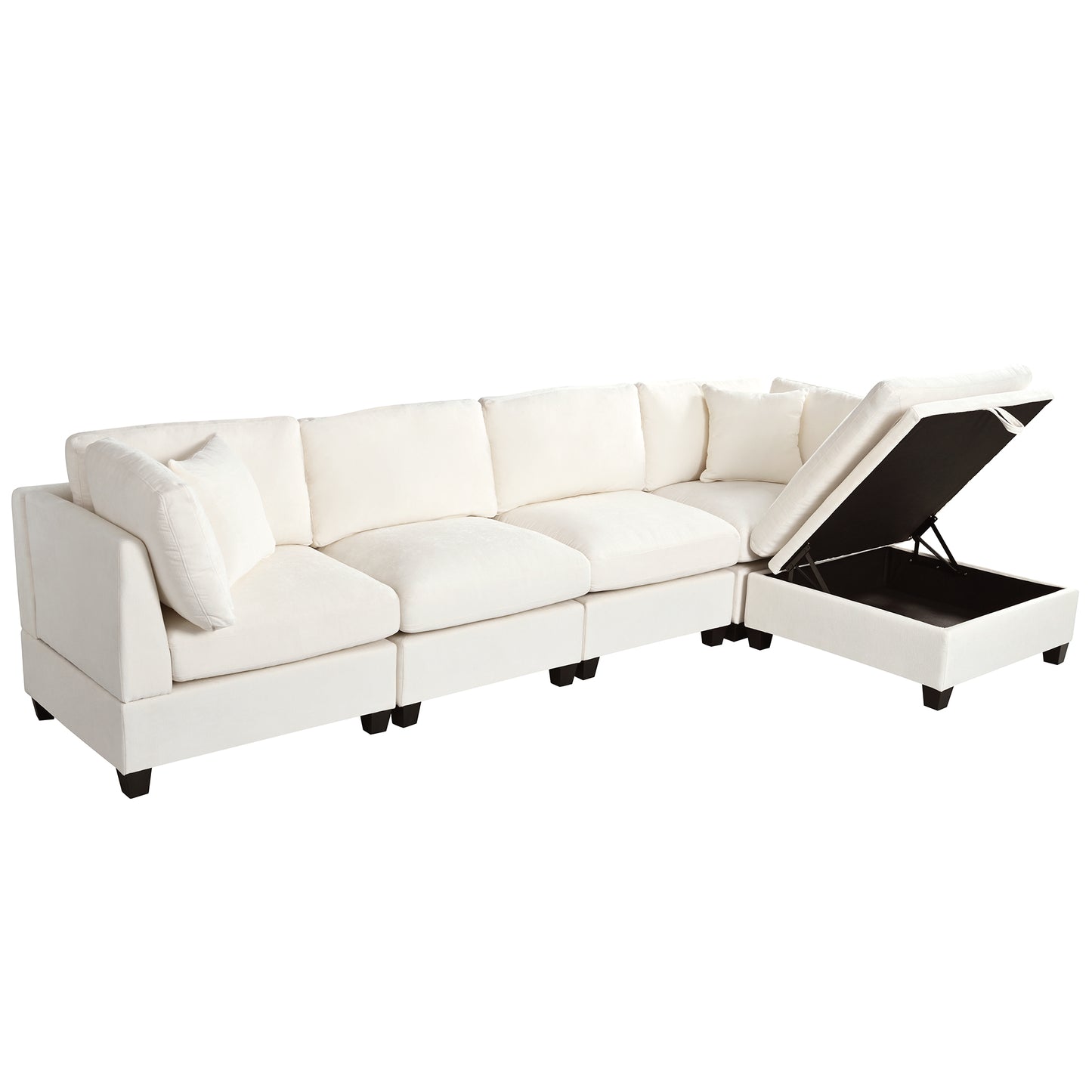 5-Seater Sectional Sofa - Upholstered, Storage Ottoman