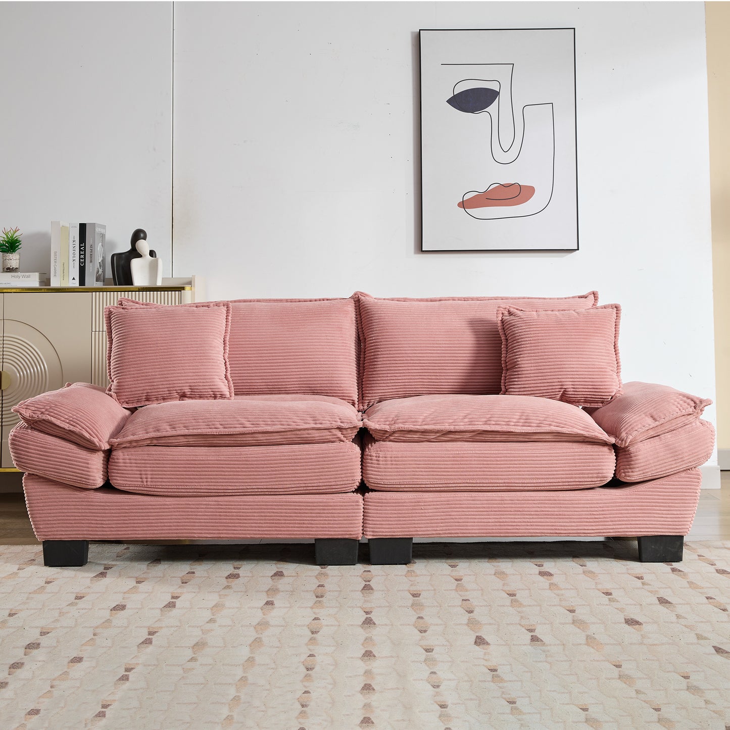 Corduroy Sofa Sleeper Loveseat - Comfy, Deep Seat 5 Colors