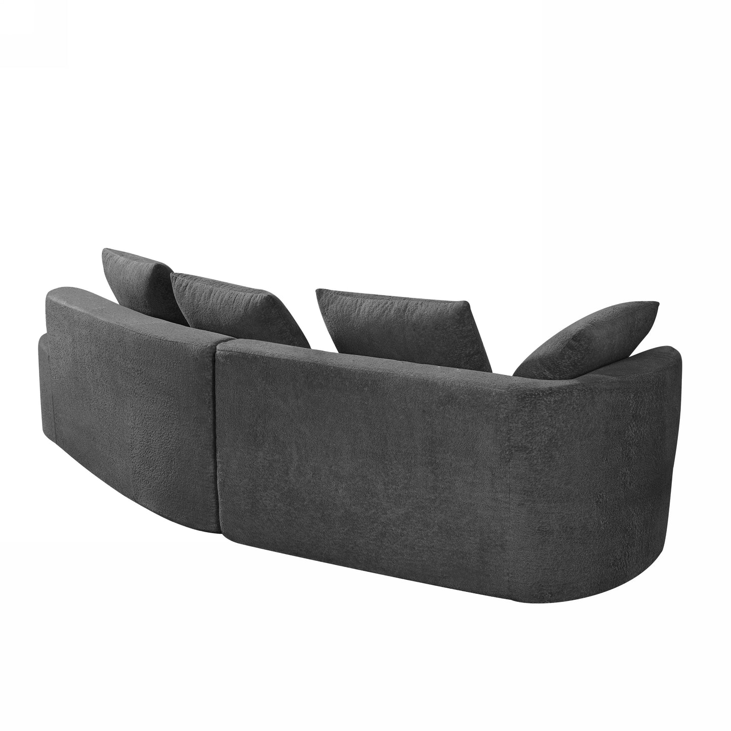 Fully Assembled 116" Modern Curved Sectional with Chaise: High - Density Compressed Sponge, Pearl Upholstery - Ideal for Living Rooms