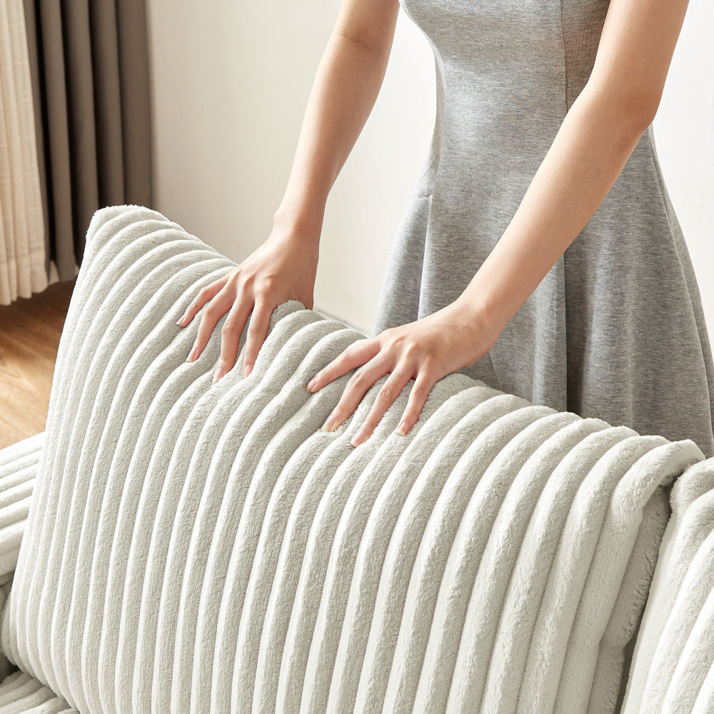 Plush Corduroy Loveseat Sofa  With Square Storage Armrest USB port