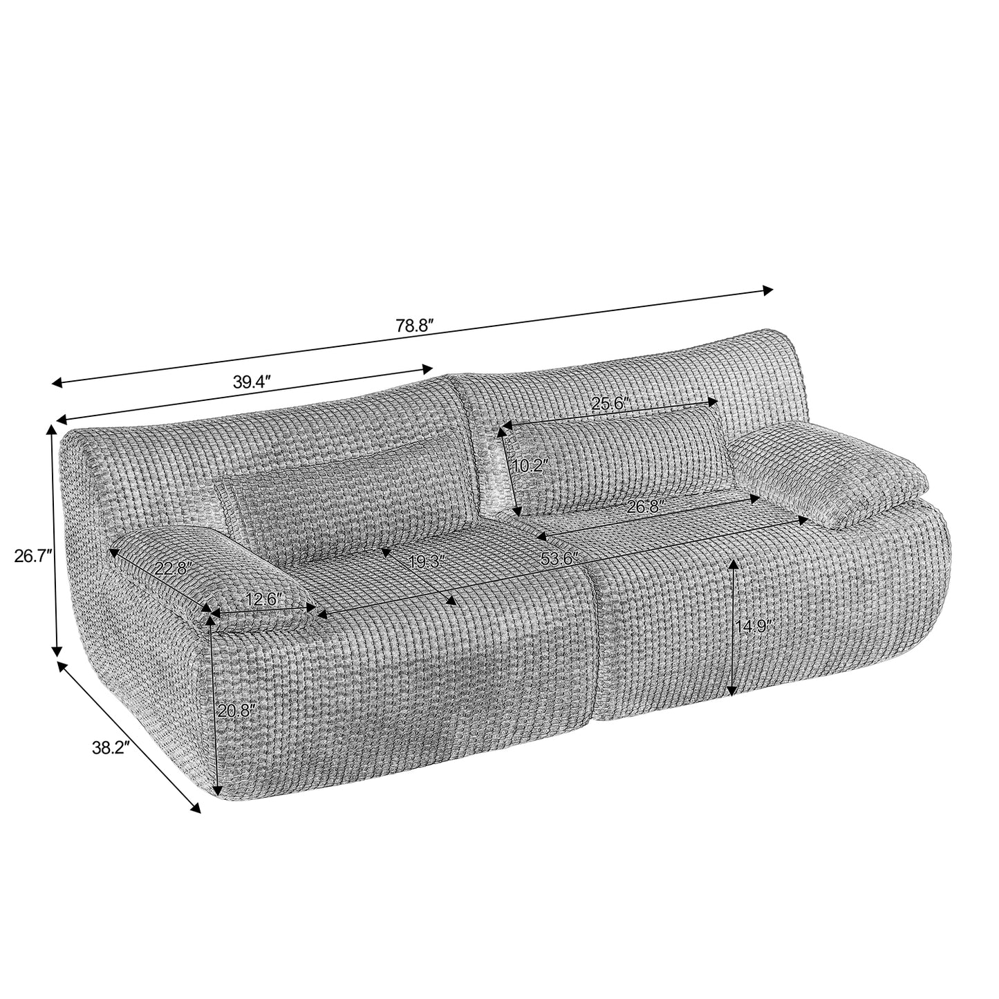 Loveseat /L shape Sofa, Cloud Boneless Couches for Living Room, Modern Modular Sectional Sofa