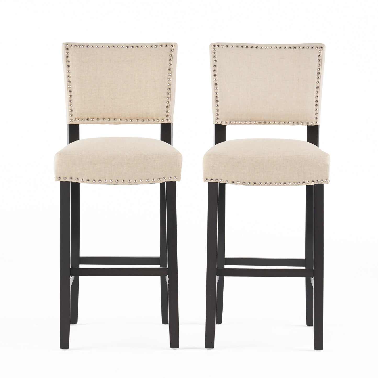Barstools With rivet decoration wood Frame fabric Sponge cushion and Upholstered Barstools