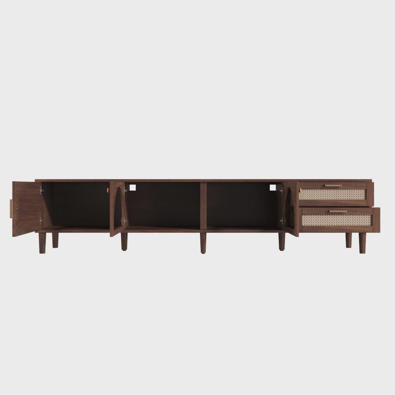 86 inch TV Stand for TVs up to 90", Entertainment Center with App Controlled LED Lights, 2 Drawers & Glass Door Storage