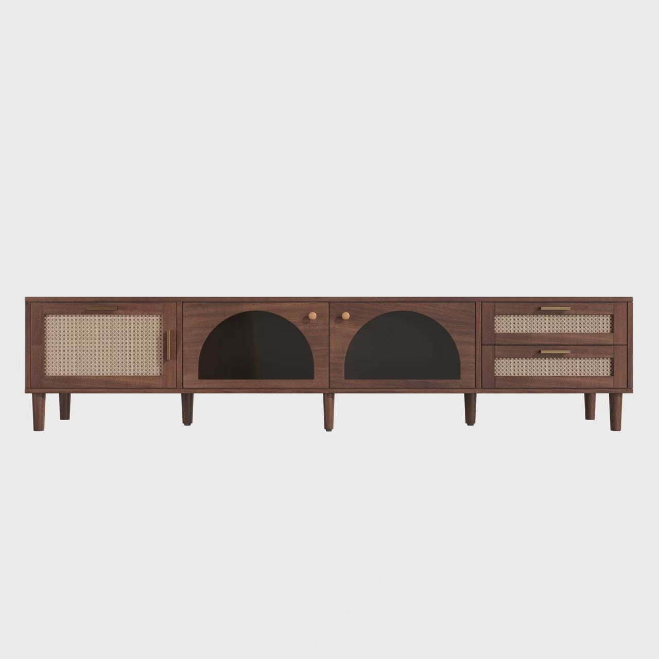 86 inch TV Stand for TVs up to 90", Entertainment Center with App Controlled LED Lights, 2 Drawers & Glass Door Storage