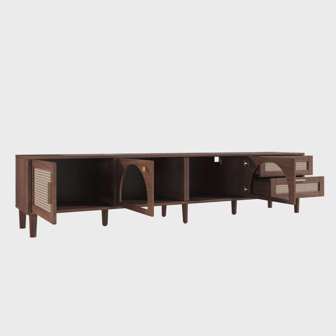 86 inch TV Stand for TVs up to 90", Entertainment Center with App Controlled LED Lights, 2 Drawers & Glass Door Storage