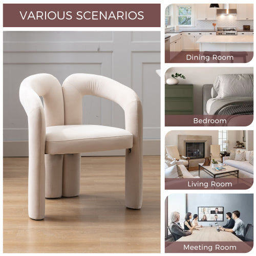 Contemporary Designed Velvet Fabric Upholstered Accent/Dining Chair /Barrel Side Chairs Kitchen Armchair for Living Room set of 2